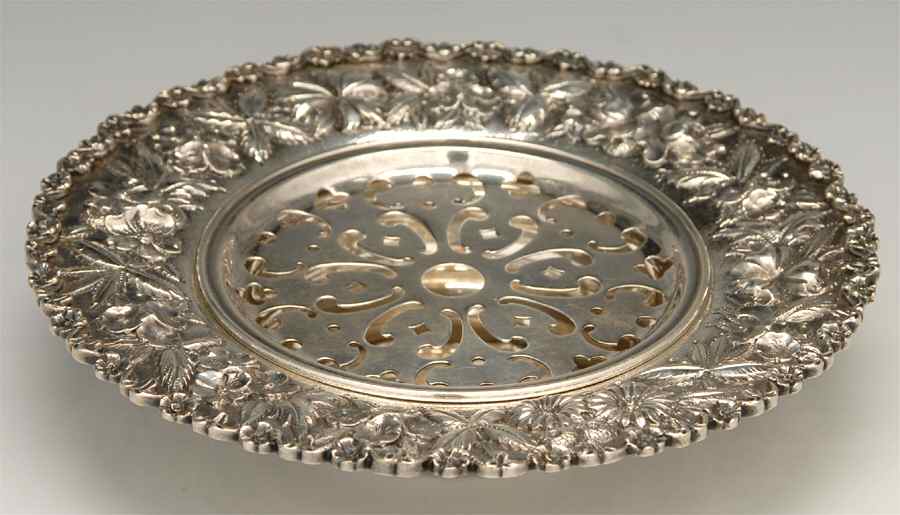 Repousse-Full Chased-Hand Chased Round Open Butter with Strainer by Kirk Stieff-1