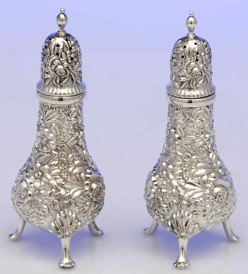 Repousse-Full Chased-Hand Chased Salt and Pepper Set by Kirk Stieff-1