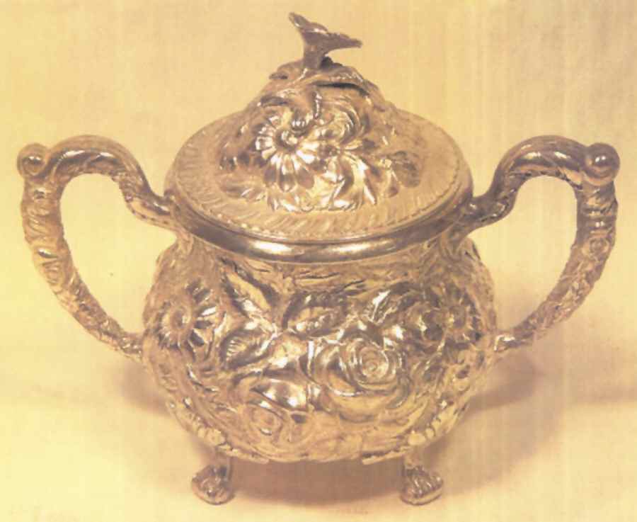 Repousse-Full Chased-Hand Chased Sugar Bowl with Lid by Kirk Stieff-1