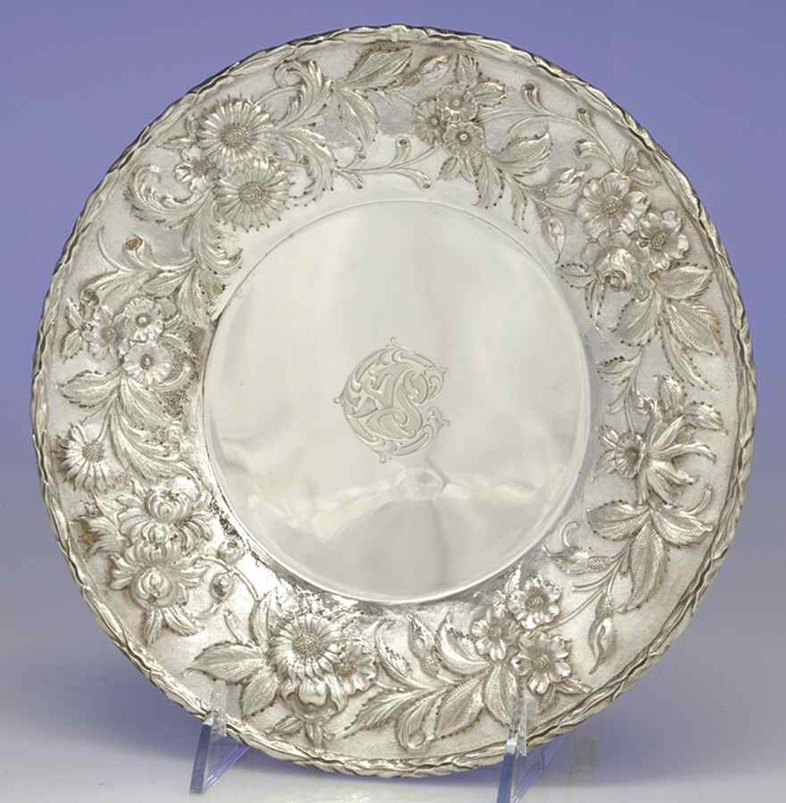 Repousse-Full Chased-Hand Chased Luncheon Plate by Kirk Stieff-1