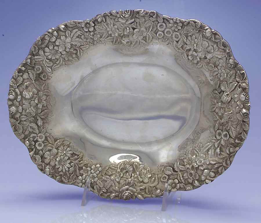 Repousse-Full Chased-Hand Chased 11" Oval Vegetable Bowl by Kirk Stieff-1