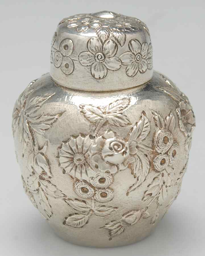 Repousse-Full Chased-Hand Chased Tea Caddy & Lid by Kirk Stieff-1