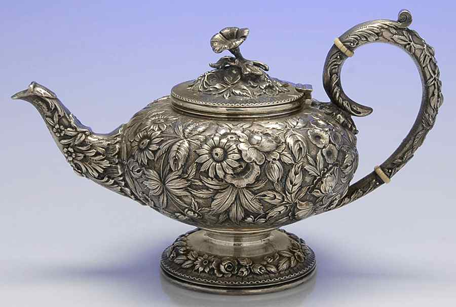 Repousse-Full Chased-Hand Chased Tea Pot by Kirk Stieff-1