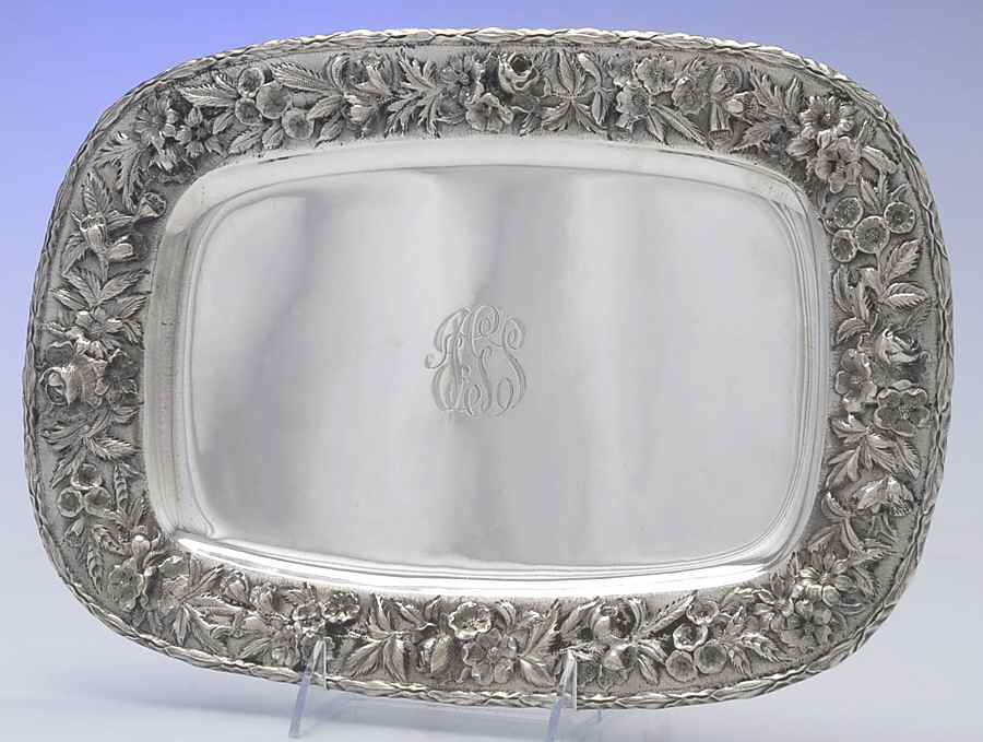 Repousse-Full Chased-Hand Chased 13" Demitasse Tray by Kirk Stieff-1