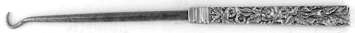 Repousse-Full Chased-Hand Chased Button Hook-Hollow Hdl/Large by Kirk Stieff-1