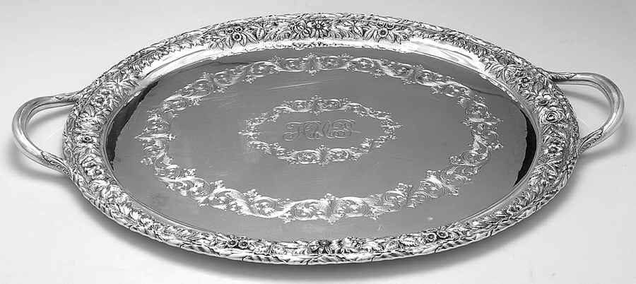 Repousse-Full Chased-Hand Chased 24" Waiter Tray by Kirk Stieff-1
