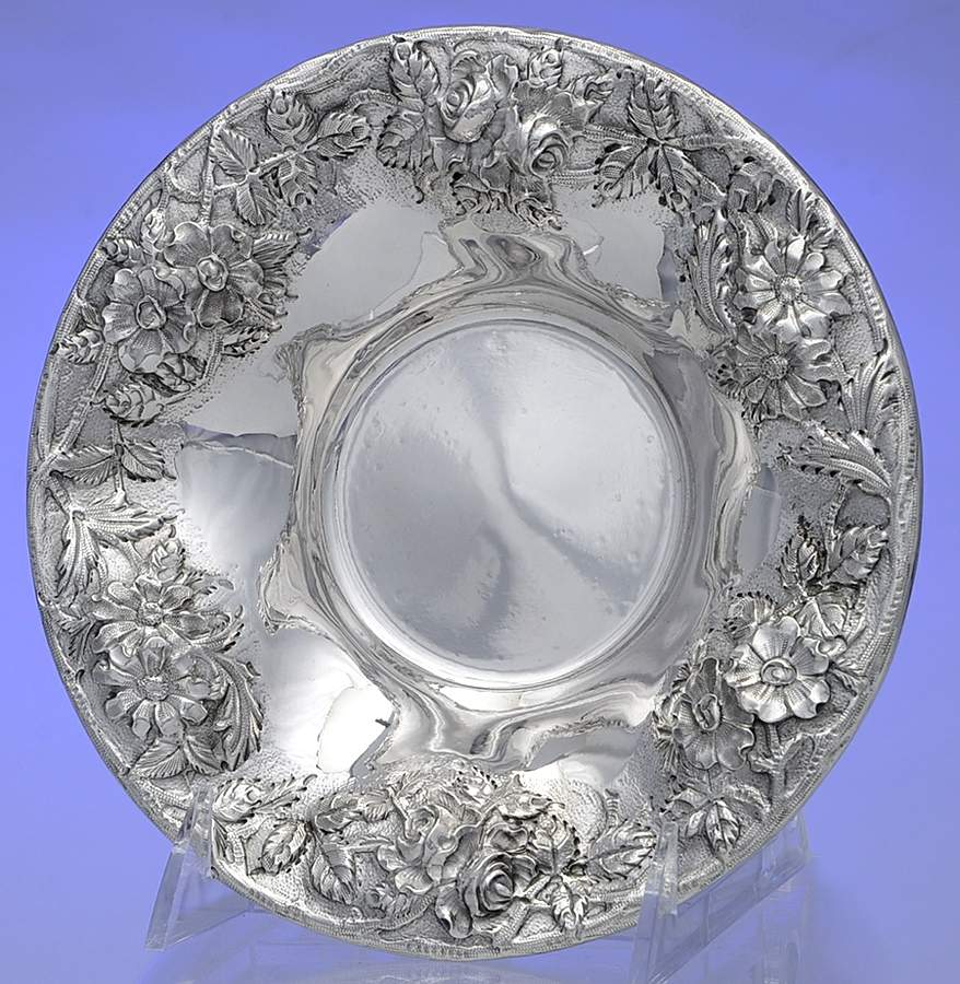 Repousse-Full Chased-Hand Chased 7" Bon Bon Bowl by Kirk Stieff-1
