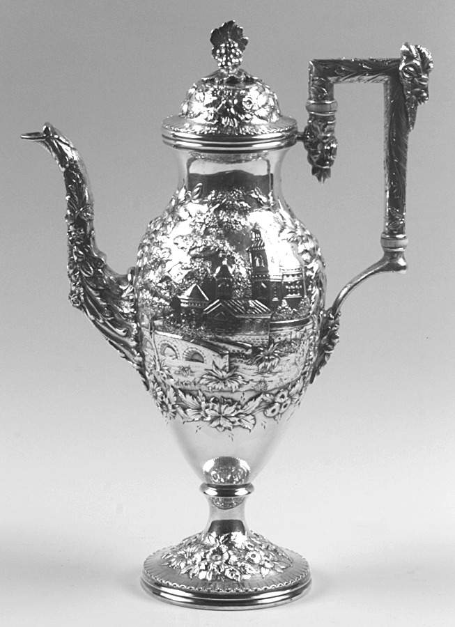 Repousse-Full Chased-Landscape (Sterling) Coffee Pot by Kirk Stieff-1