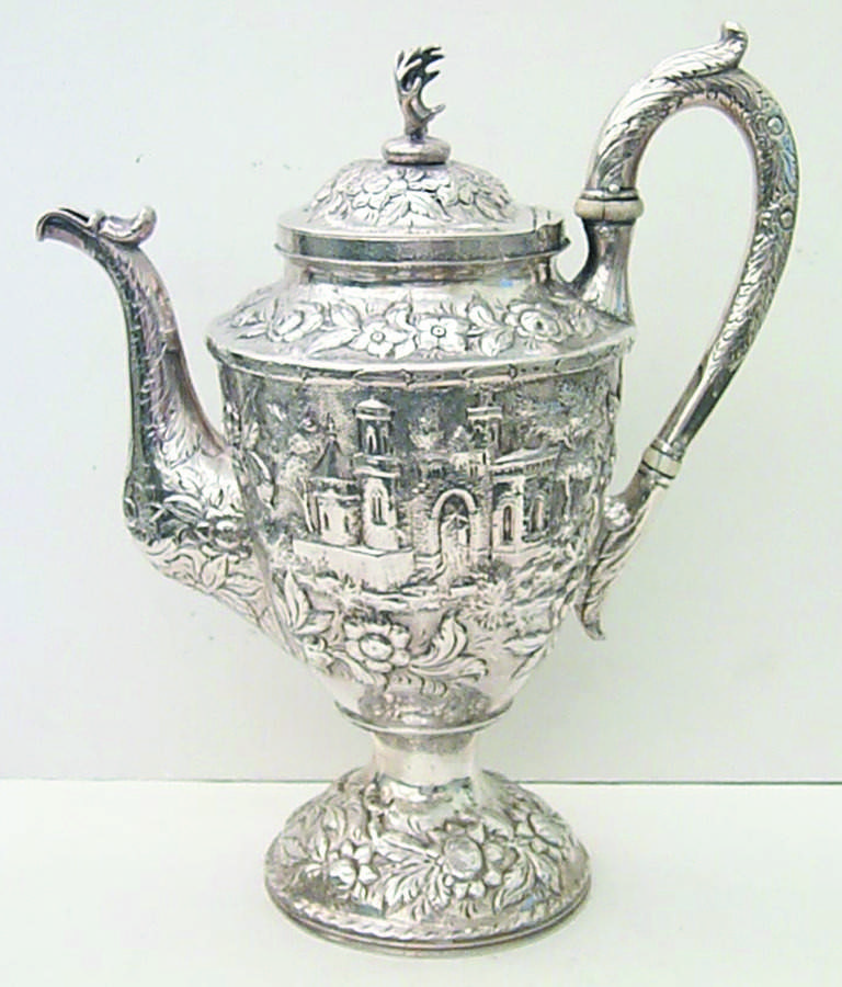 Repousse-Full Chased-Landscape (Sterling) Coffee Pot by Kirk Stieff-1