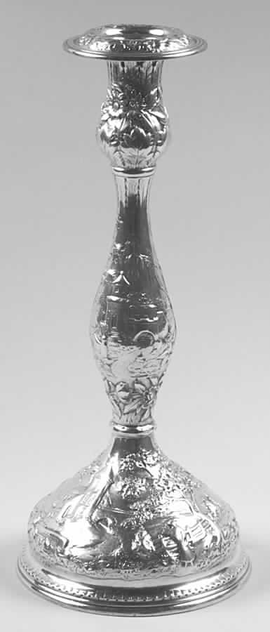 Repousse-Full Chased-Landscape (Sterling) Sterling Candlestick by Kirk Stieff-1