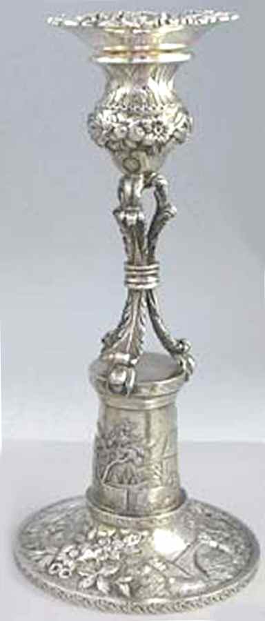 Repousse-Full Chased-Landscape (Sterling) Candlestick by Kirk Stieff-1