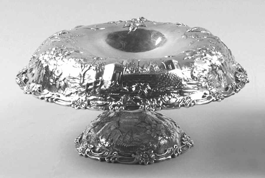 Repousse-Full Chased-Landscape (Sterling) Medium Compote by Kirk Stieff-1