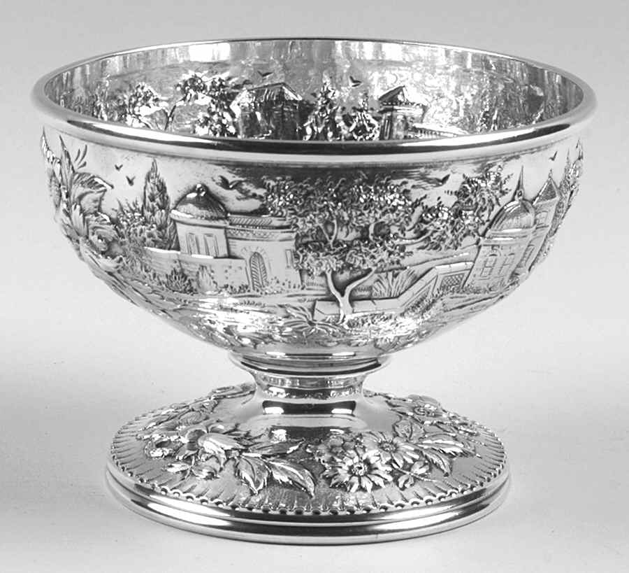 Repousse-Full Chased-Landscape (Sterling) Waste Bowl by Kirk Stieff-1
