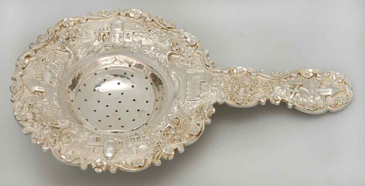 Repousse-Full Chased-Landscape (Sterling) Solid Individual Overcup Tea Strainer by Kirk Stieff-1