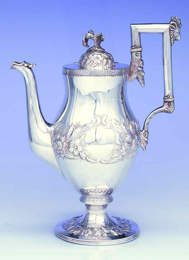 Repousse-Ram's Head (Coin, Partial Chase) Teapot by Kirk Stieff-1