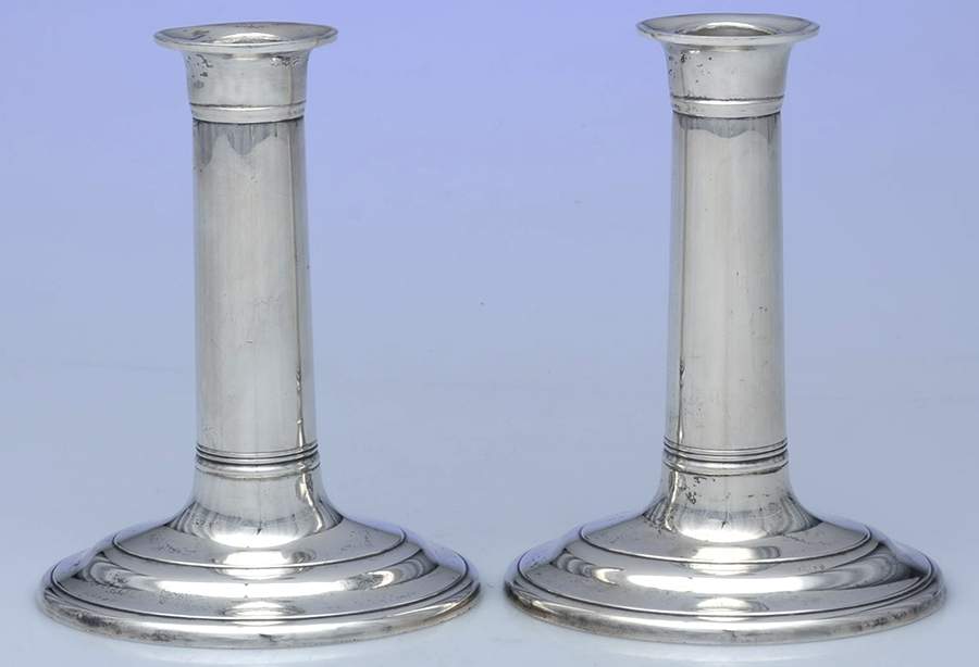 Williamsburg (Sterling, Hollowware) Pair of Weighted Candlesticks by Kirk Stieff-1