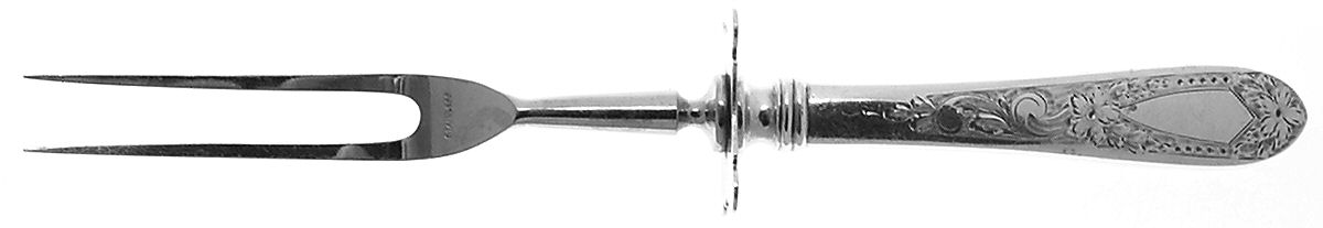 Betsy Patterson-Eng (Sterling, 1932, Monograms) Large Stainless-Prong Roast Carving Fork by Kirk Stieff-1