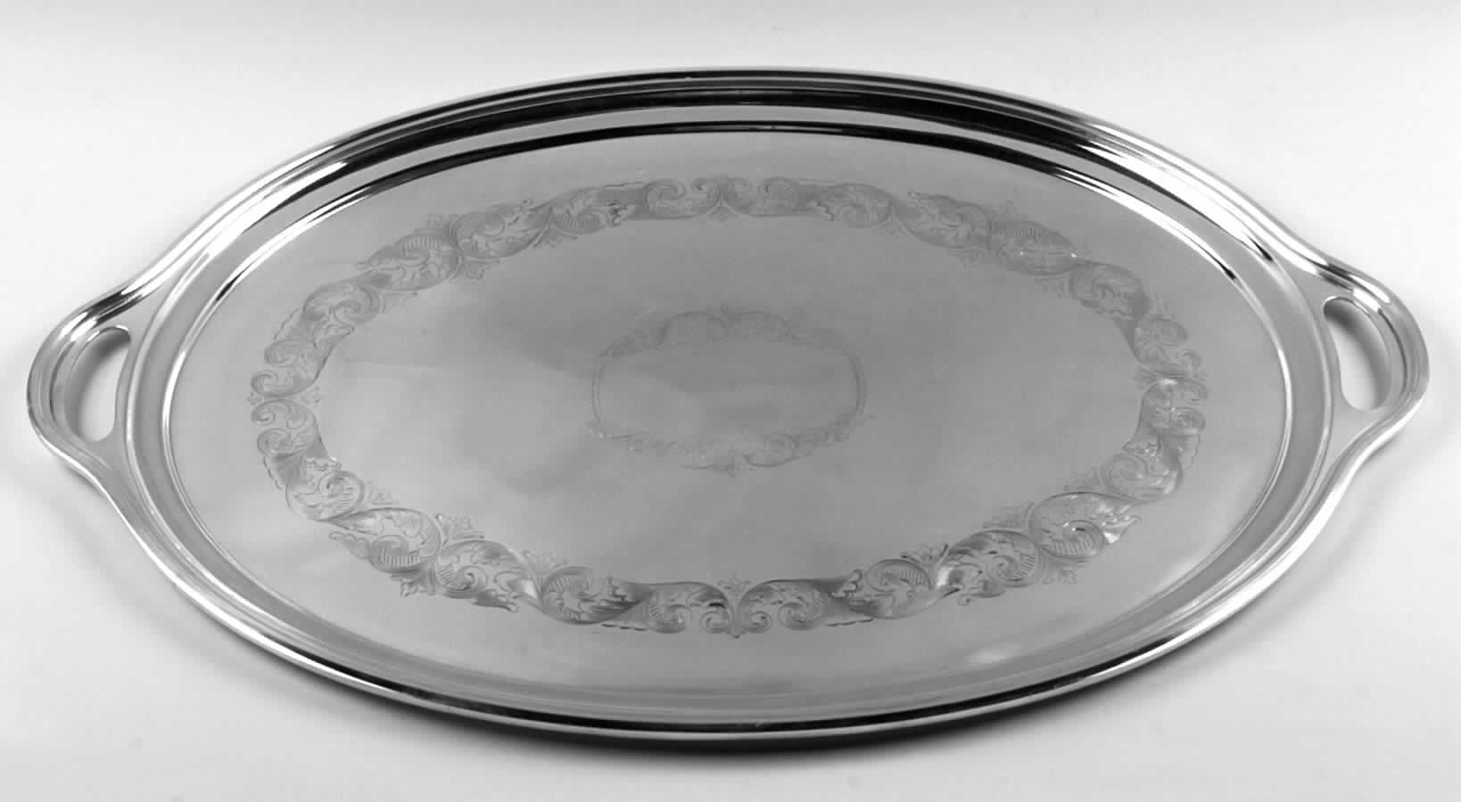 Mayflower (Sterling, Hollowware) Large Waiter Tray by Kirk Stieff-1