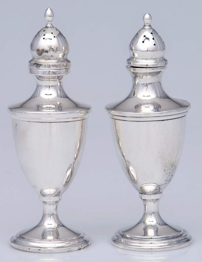 Calvert-Old Maryland Plain (Sterling, Hollowware) Salt and Pepper Set by Kirk Stieff-1