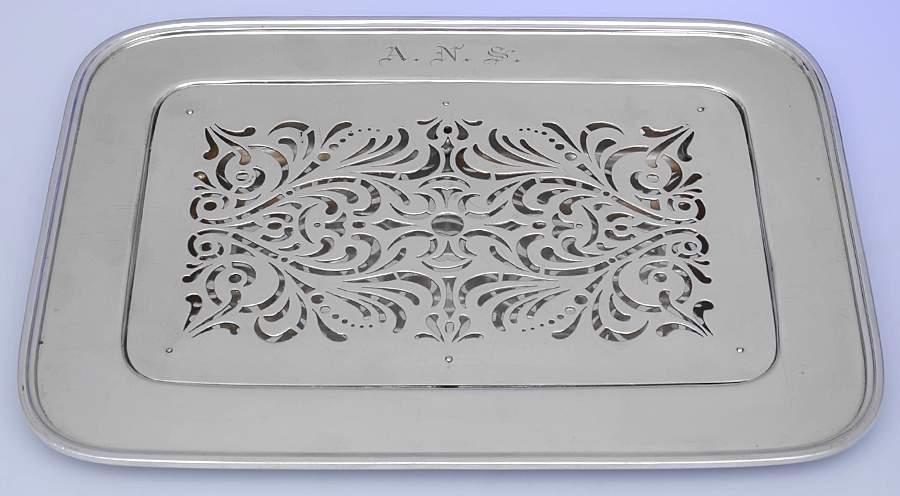 Calvert-Old Maryland Plain (Sterling, Hollowware) (2 Pc)  Asparagus Serving Tray & Strainer by Kirk Stieff-1
