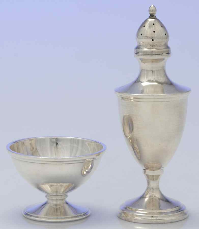 Calvert-Old Maryland Plain (Sterling, Hollowware) Master Open Salt and Pepper Shaker by Kirk Stieff-1
