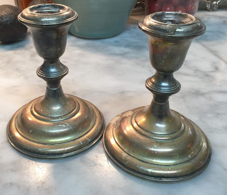 Old Maryland-Engv (Sterling, Hollowware) Pair of Weighted Console Candleholders by Kirk Stieff-1