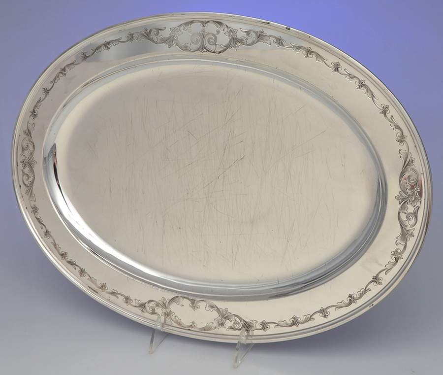 Old Maryland-Engv (Sterling, Hollowware) 18" Oval Serving Platter by Kirk Stieff-1