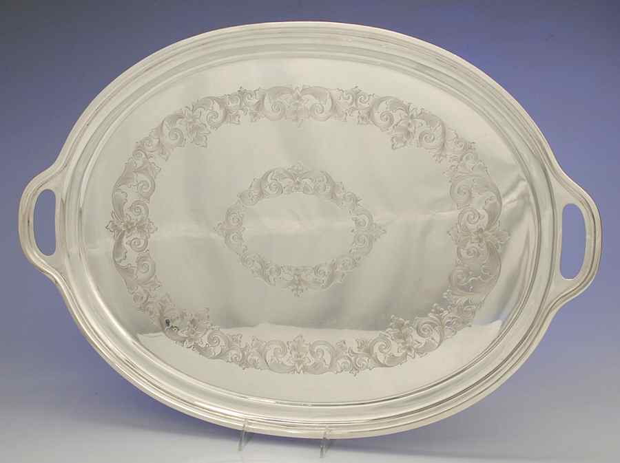 Old Maryland-Engv (Sterling, Hollowware) 26" Waiter Tray by Kirk Stieff-1