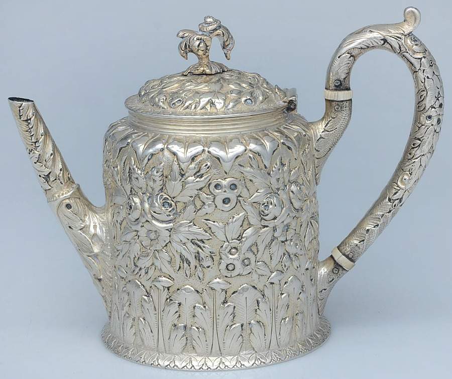 Repousse (Coin, Hollowware, No Landscape) Teapot by Kirk Stieff-1