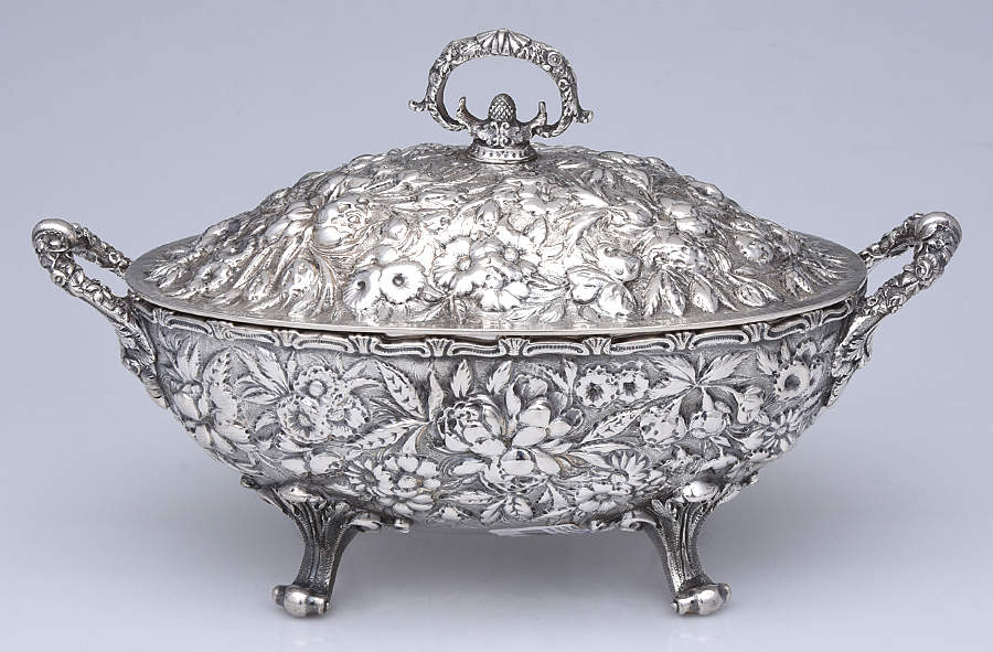 Repousse (Coin, Hollowware, No Landscape) Small Tureen & Lid by Kirk Stieff-1