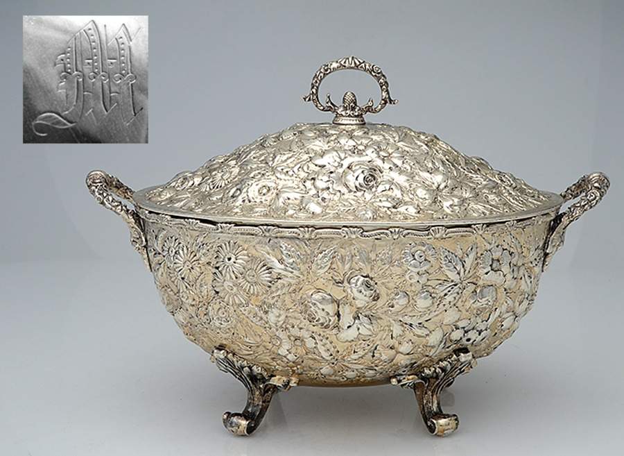 Repousse (Coin, Hollowware, No Landscape) Tureen & Lid by Kirk Stieff-1