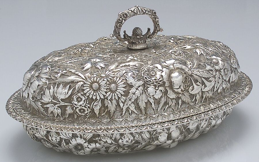 Repousse (Coin, Hollowware, No Landscape) Sterling Double Vegetable by Kirk Stieff-1