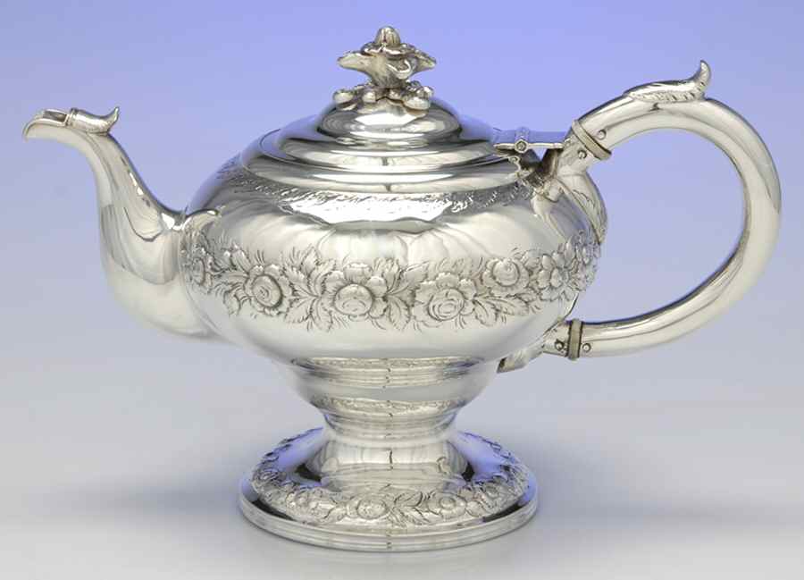 Repousse (Coin, Hollowware, No Landscape) Teapot by Kirk Stieff-1