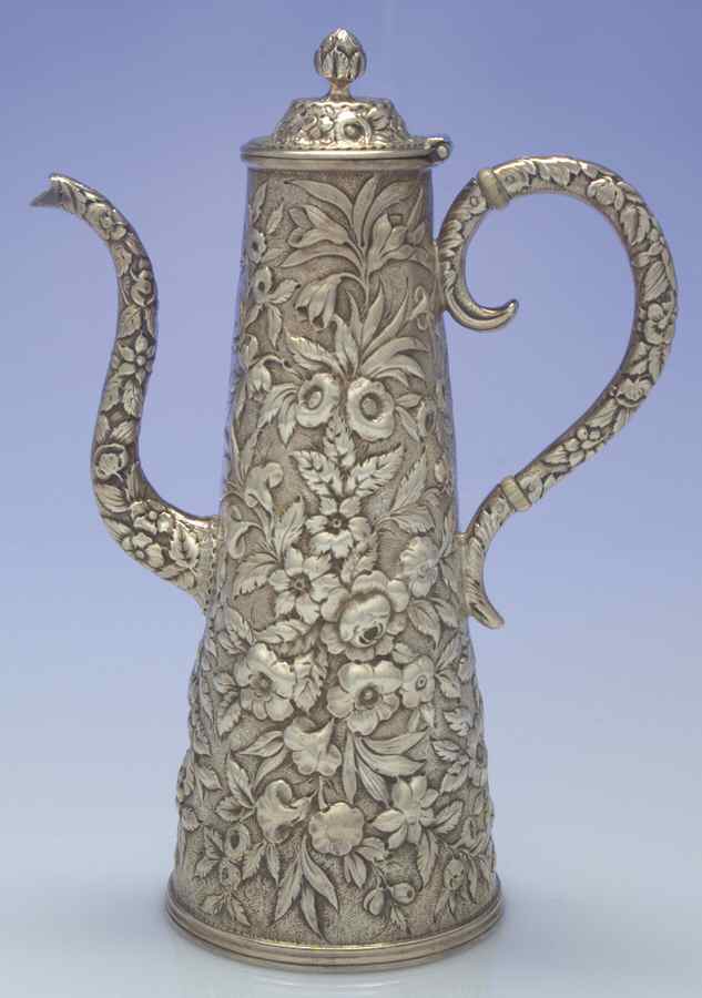 Repousse (Coin, Hollowware, No Landscape) Chocolate Pot by Kirk Stieff-1