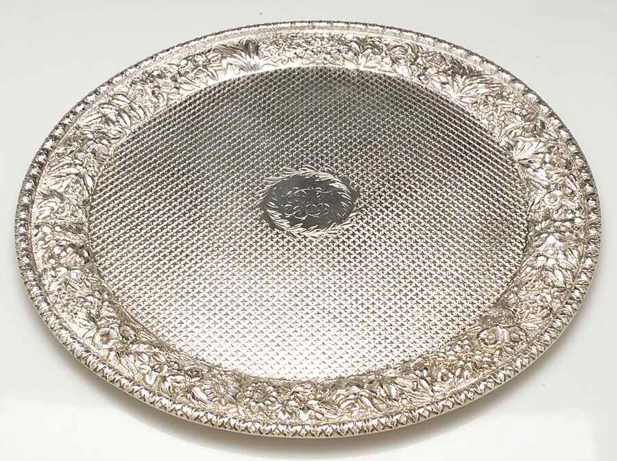 Repousse (Coin, Hollowware, No Landscape) 13" Round Tray by Kirk Stieff-1
