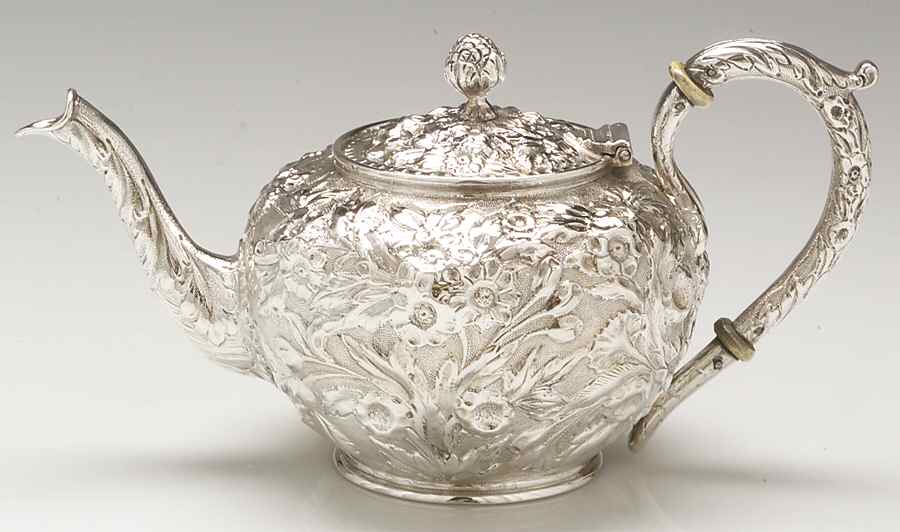 Repousse (Coin, Hollowware, No Landscape) Mini Teapot by Kirk Stieff-1