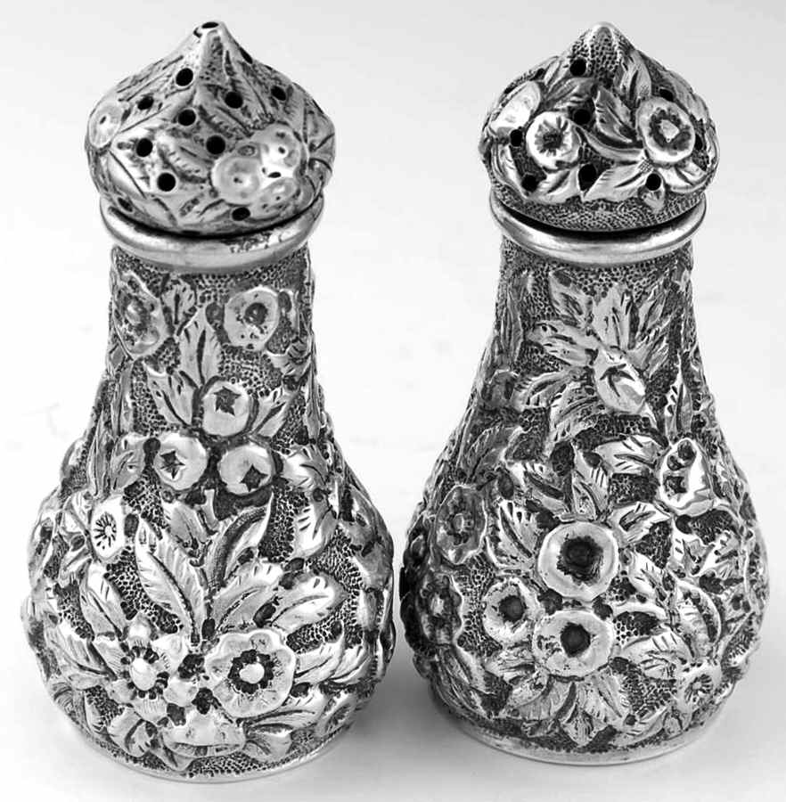 Repousse (Coin, Hollowware, No Landscape) Individual Salt & Pepper by Kirk Stieff-1