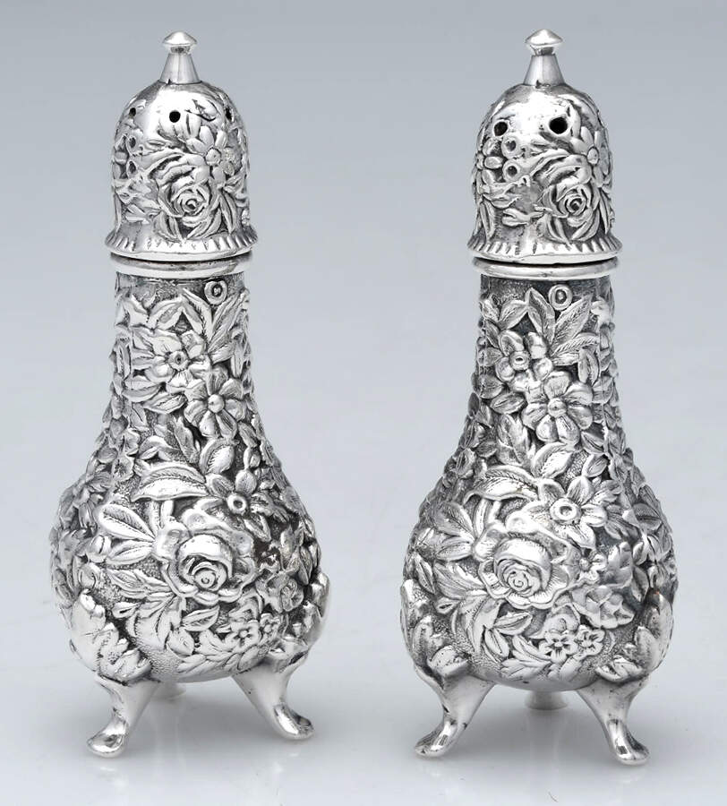 Repousse (Silverplate, Hollowware) Salt and Pepper Set by Kirk Stieff-1