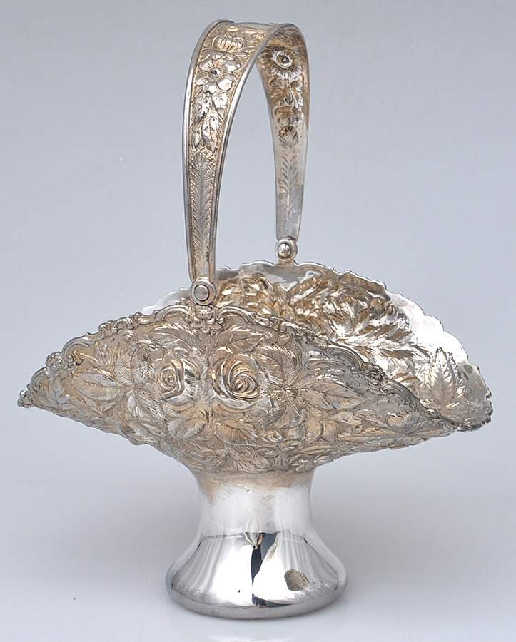 Stieff Rose (Sterling, 1892, Hollowware) 11" Oval Handled Pedestal Basket by Kirk Stieff-1