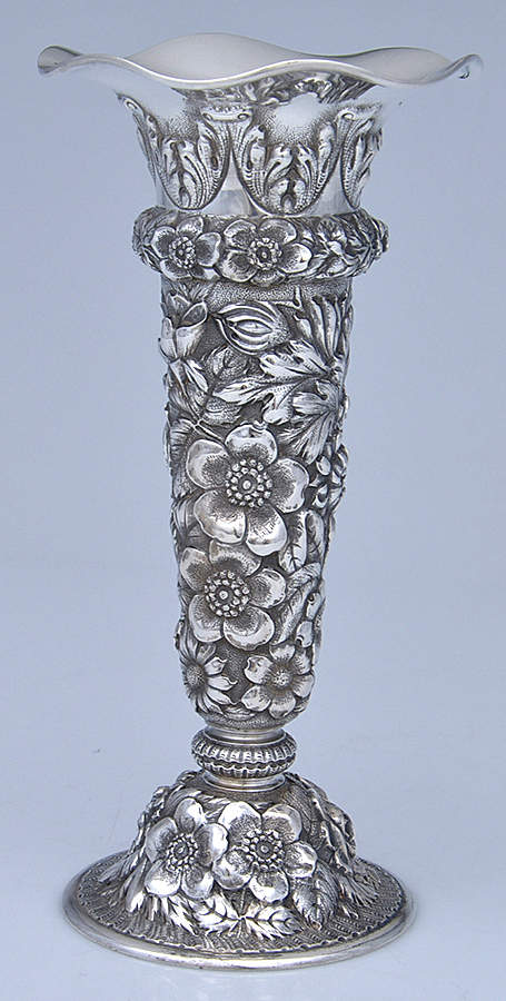 Stieff Rose (Sterling, 1892, Hollowware) 8" Vase by Kirk Stieff-1