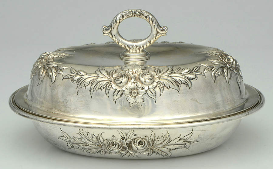 Stieff Rose (Sterling, 1892, Hollowware) 10" Oval Double Vegetable by Kirk Stieff-1