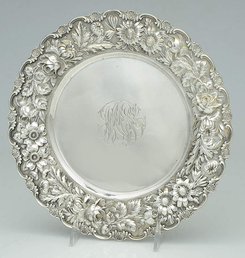 Stieff Rose (Sterling, 1892, Hollowware) 10" Dinner Plate by Kirk Stieff-1