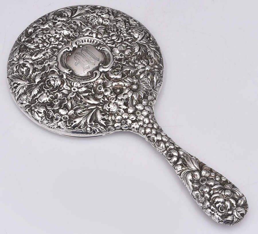 Stieff Rose (Sterling, 1892, Hollowware) Mirror with Handle by Kirk Stieff-1