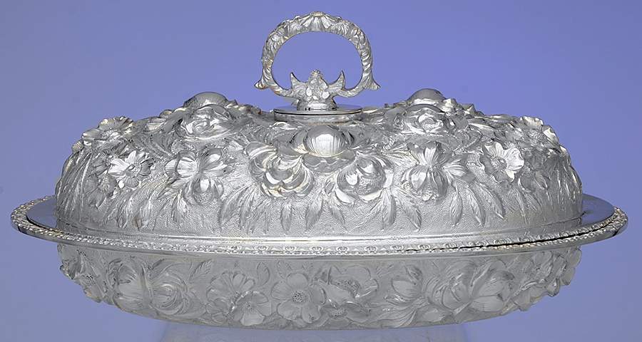 Stieff Rose (Sterling, 1892, Hollowware) 9" Oval Double Vegetable by Kirk Stieff-1