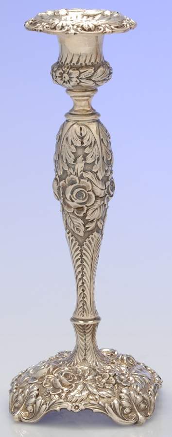 Stieff Rose (Sterling, 1892, Hollowware) 9" Weighted Candlestick by Kirk Stieff-1