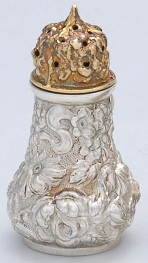 Stieff Rose (Sterling, 1892, Hollowware) Pepper Shaker-Individual by Kirk Stieff-1