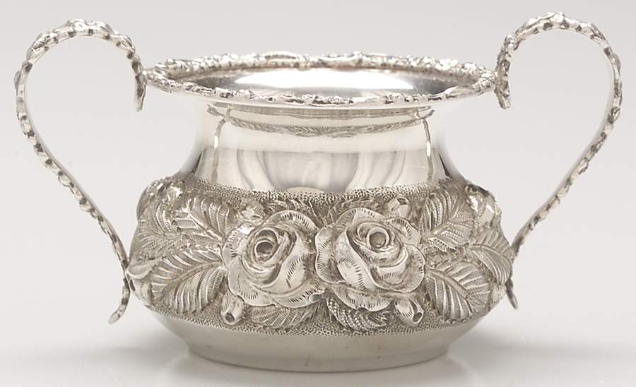 Stieff Rose (Sterling, 1892, Hollowware) Mini Open Sugar Bowl by Kirk Stieff-1