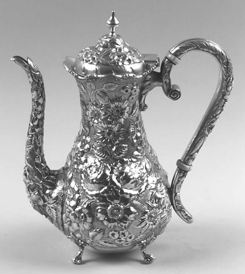 Stieff Rose (Sterling, 1892, Hollowware) Sterling Demitasse Pot by Kirk Stieff-1