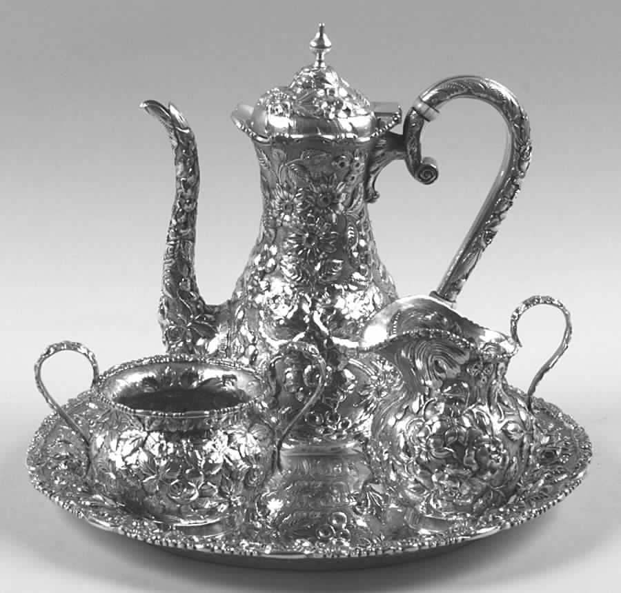 Stieff Rose (Sterling, 1892, Hollowware) 4 Pc Demi Set (Sdep,Scrm,Ssuom & Srts) by Kirk Stieff-1