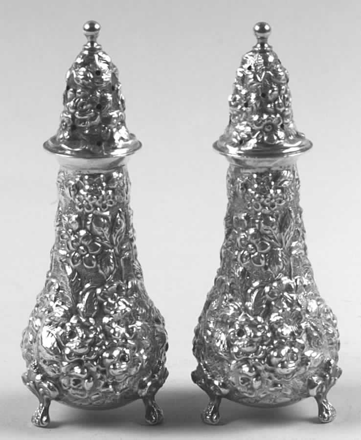 Stieff Rose (Sterling, 1892, Hollowware) Salt and Pepper Set by Kirk Stieff-1